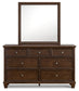 Danabrin Full Panel Bed with Mirrored Dresser and Nightstand