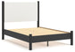 Cadmori Full Upholstered Panel Bed with Mirrored Dresser and Nightstand