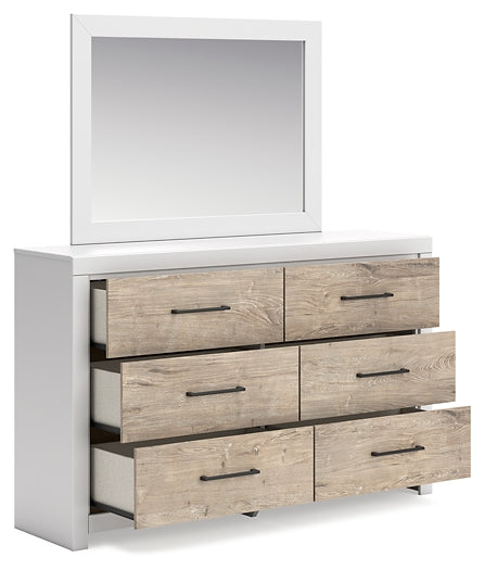 Charbitt Full Panel Bed with Mirrored Dresser and 2 Nightstands