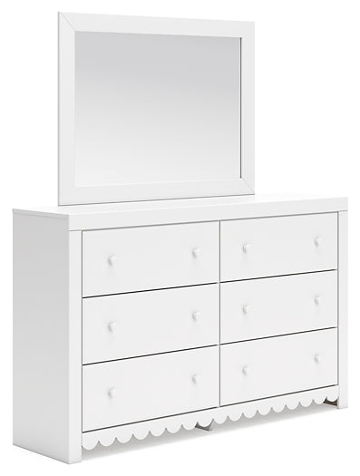 Mollviney Twin Panel Storage Bed with Mirrored Dresser and Chest